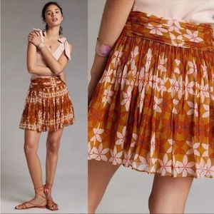 Anthro Guapa Ruched Orange Floral Print Mini NWT